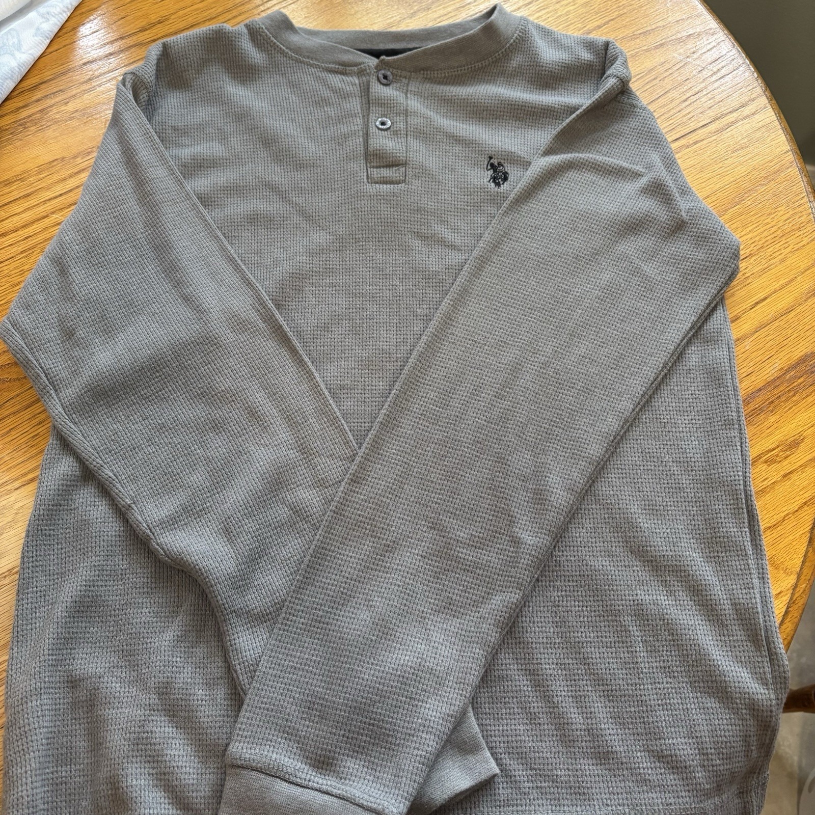 U.S. Polo Assoc. Boys Long Sleeve 2 Button Xl (18) Gray Shirt Black Pony Logo